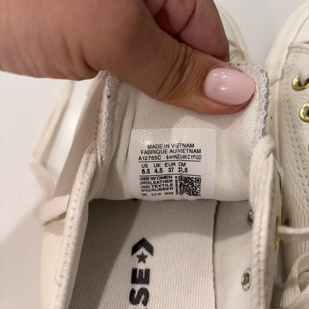 Converse Chuck Taylor All Star Lift Ox White Leather Gold Platform Woman 6.5 - Picture 7 of 7
